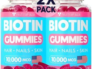 (2 Pack) Biotin Gummies 10000mcg Gummies for Healthy Hair, Skin, Nails - Vegetarian, Pectin-Based, Non-GMO - Hair Nails and Skin Vitamins for Men, Women, Kids - 120 Biotin Gummies for Hair Growth