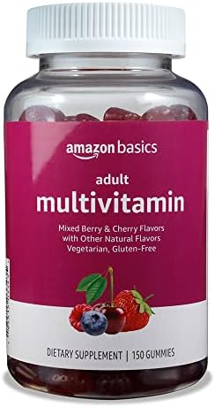 Amazon Basics Adult Multivitamin, 150 Gummies, 75-Day Supply, Mixed Berry & Cherry (Previously Solimo)