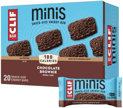 Clif Bar - Mini Energy Bars - Chocolate Brownie - Made with Organic Oats - Plant Based Food - Vegetarian - Kosher (0.99 Ounce Snack Bar, 20 Count)