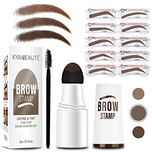 Eyebrow Stamp Stencil Kit, One-Step Vegan Eyebrow Stamp Pomade for Women & Girls - Included Waterproof Eyebrow Stamp and 10 Reusable Shaping Kit for Perfect Eyebrow Makeup