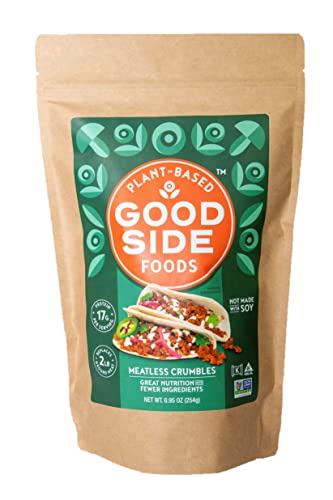 Goodside Foods Plant-based Meatless Crumbles | Non-GMO | Only 3 Ingredients and Not Made with Soy | 17g Plant-Protein Per Serving | Vegan, Vegetarian, Keto Friendly