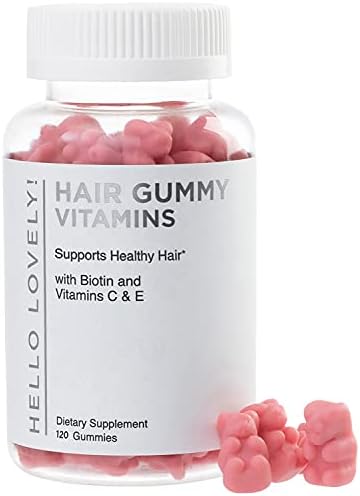 Hello Lovely! Hair Vitamins Gummies with Biotin 5000 mcg Vitamin E & C Support Hair Growth, Premium Vegetarian Non-GMO, for Stronger Beautiful Hair & Nails, Biotin Gummies Supplement - 120 Gummy Bears