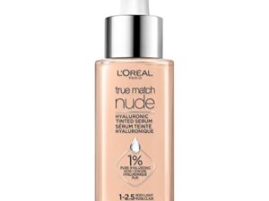 L’Oréal Paris True Match Nude Hyaluronic Tinted Serum Foundation with 1% Hyaluronic acid, Rosy Light 1-2.5, 1 fl. oz.