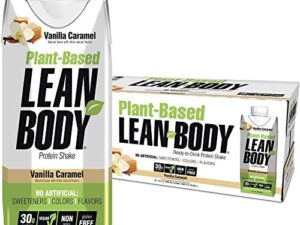 Lean Body Ready-to-Drink, Plant-Based Vegan Vanilla Caramel Protein Shake, 30g Protein, No Artificial Flavors, Sweeteners or Colors, Non GMO, Gluten Free, Premium Pea & Rice Blend (Pack of 12)