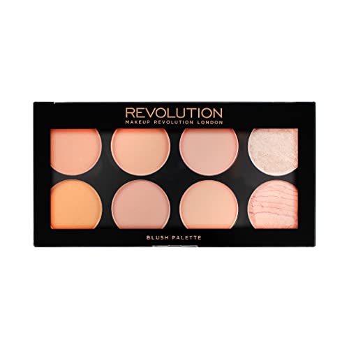 Makeup Revolution Ultra Blush Makeup Palette, Bronzer & Highlighter Makeup, Includes 8 Shades, Gluten free, Vegan & Cruelty Free, Hot Spice, 13g