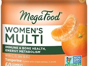 MegaFood Women's Multi - Multivitamin Gummies for Women with C, D, Zinc, B12, Choline & Fruit - Immune & Bone Health, Energy Metabolism - Vegetarian - Tangerine - 60 Gummies (30 Servings)