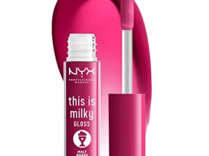 NYX PROFESSIONAL MAKEUP This Is Milky Gloss, Lip Gloss with 12 Hour Hydration, Vegan - Malt Shake (Warm Red)