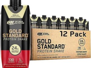 Optimum Nutrition Gold Standard Protein Shake, 24g Protein, Ready to Drink Protein Shake, Gluten Free, Vitamin C for Immune Support, Vanilla, 11 Fl Oz, 12 Count
