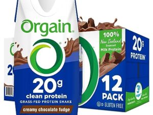 Orgain Clean Protein Shake, Grass Fed Dairy, Creamy Chocolate Fudge - 20g Whey Protein, Meal Replacement, Ready to Drink, Gluten Free, Soy Free, Kosher, 11 Fl Oz (Pack of 12) (Packaging May Vary)