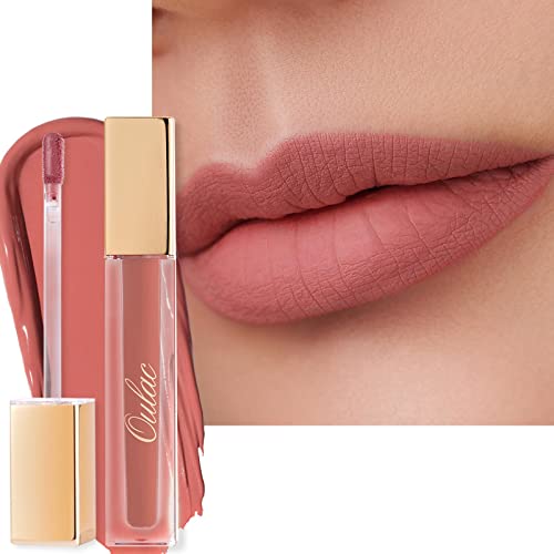 Oulac Matte Liquid Pink Nude Lipstick for Women, Long Lasting Lipstick Waterproof Lip Stain, No Transfer, Creamy High Pigmented Formula with Rose Oil, Vegan & Cruelty-Free, Pink Nude M11