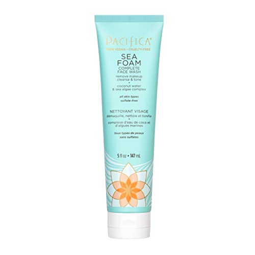 Pacifica Beauty Sea Foam Face Cleanser, Daily Gentle Foaming Face Wash, With Coconut Water + Sea Algae Complex, Removes Makeup, For Combination and Oily Skin, Vegan and Cruelty Free, Clean Skin Care