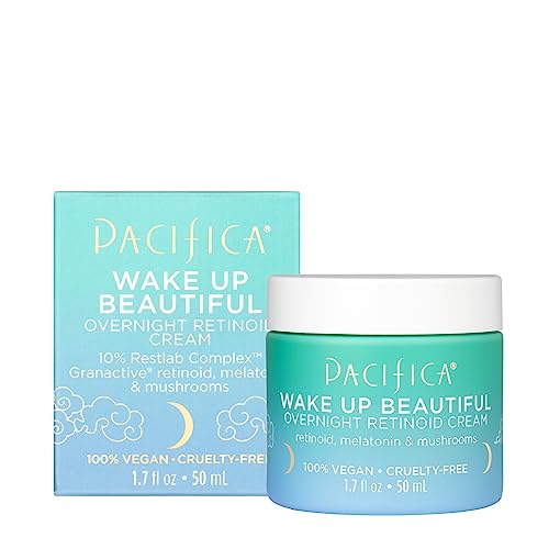 Pacifica Beauty, Wake Up Beautiful Overnight Retinoid Night Face Cream, Moisturizer for Dry and Aging Skin, Gentle for Sensitive Skin, Hyaluronic Acid + Melatonin, Clean, Vegan & Cruelty Free