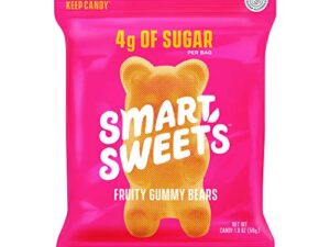 SmartSweets Fruity Gummy Bears, 1.8oz (Pack of 12), Variety of Flavors, Candy with Low Sugar (4g), Low Calorie (110), No Artificial Sweeteners, Gluten-Free, Healthy Snack for Kids & Adults