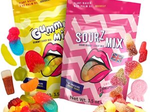 Sweet Yourself Vegan Gummies Variety Mix Sour and Non-Sour - Vegan Gummy Candy 100% Plant Based Snacks - 3.5oz (2 Pack)