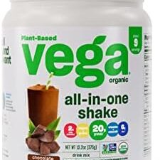 Vega Organic All-in-One Vegan Protein Powder, Chocolate - Superfood Ingredients, Vitamins for Immunity Support, Keto Friendly, Pea Protein for Women & Men, 13.2 oz (Packaging May Vary)