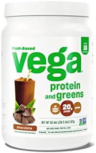 Vega Protein and Greens Protein Powder, Chocolate - 20g Plant Based Protein Plus Veggies, Vegan, Non GMO, Pea Protein for Women and Men, 1.2 lbs (Packaging May Vary)
