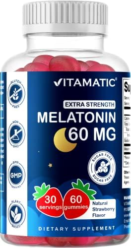 Vitamatic Sugar Free Melatonin 60mg - 60 Vegetarian Gummies - Non-Habit Forming Supplement