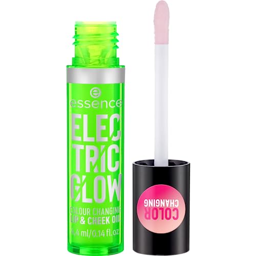 essence | Electric Glow Color Changing Lip & Cheek Oil | pH Reacting Blush & Lip Color for Your Perfect Shade | Long Lasting Moisture & Natural, Radiant Finish | Vegan & Cruelty Free | Gluten Free
